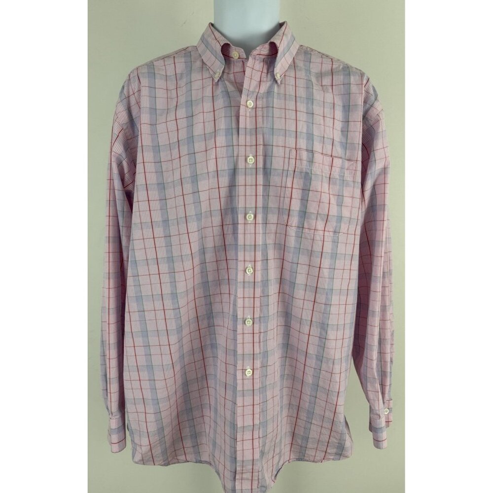 BROOKS BROTHERS Men's Pink/Multicolor Check Print Button Down Shirt Sz XL